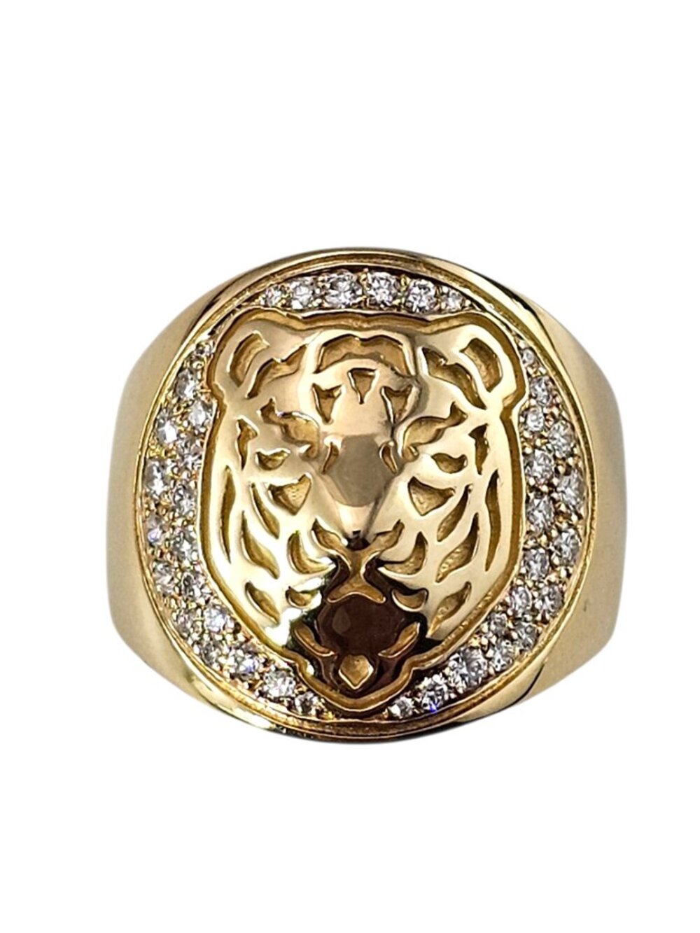 Carrera Y Carrera 18K Yellow Gold Diamond Fiera Tiger Signet Ring #25709